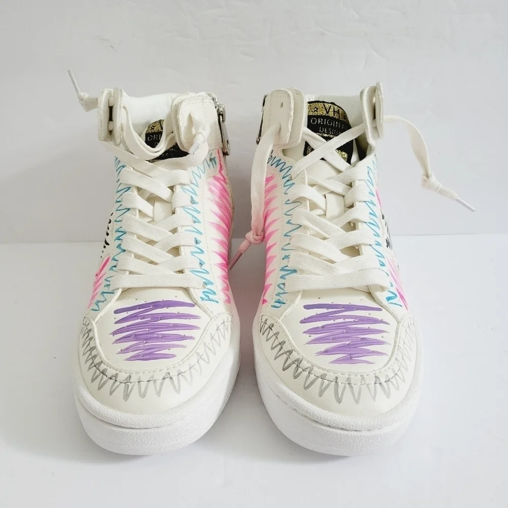 NEW Vintage Havana Artsy Multi Swirl High-Top Leather Sneakers, Size 6,5